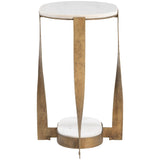 Orion Accent Table, White/Brass
