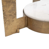 Orion Accent Table, White/Brass