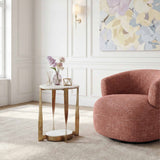 Orion Accent Table, White/Brass
