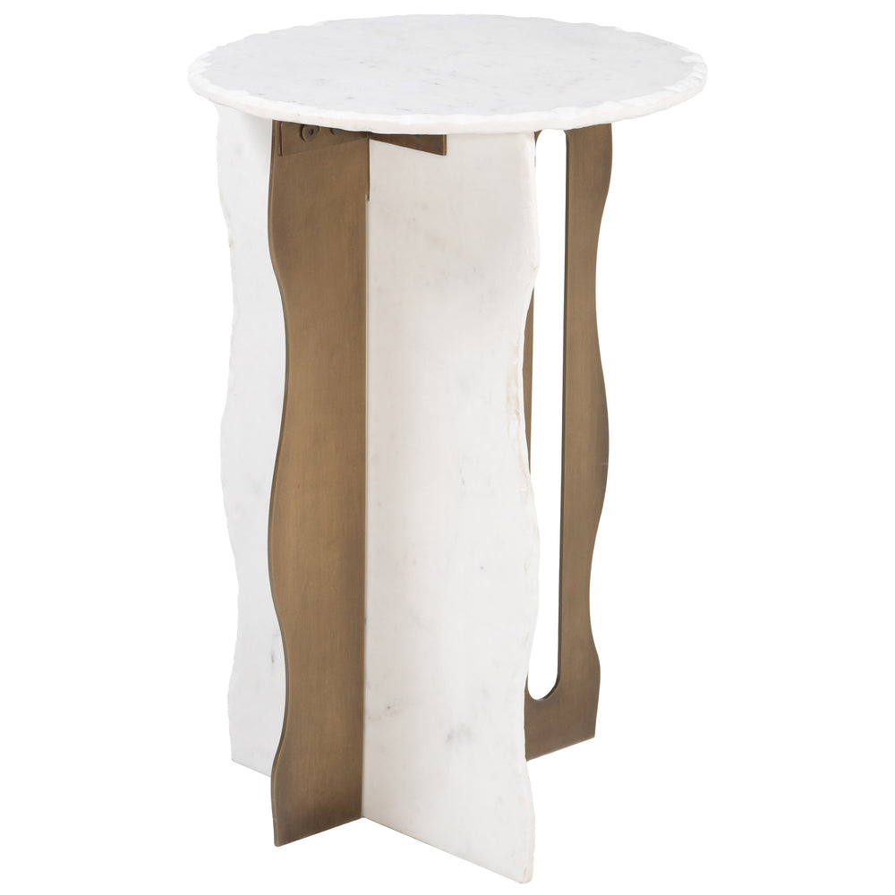 Rubo Accent Table, White/Brass