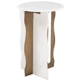 Rubo Accent Table, White/Brass