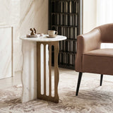Rubo Accent Table, White/Brass