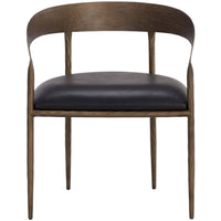 Zanatta Leather Dining Chair, Charcoal Black, Set of 2