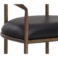 Zanatta Leather Dining Chair, Charcoal Black, Set of 2