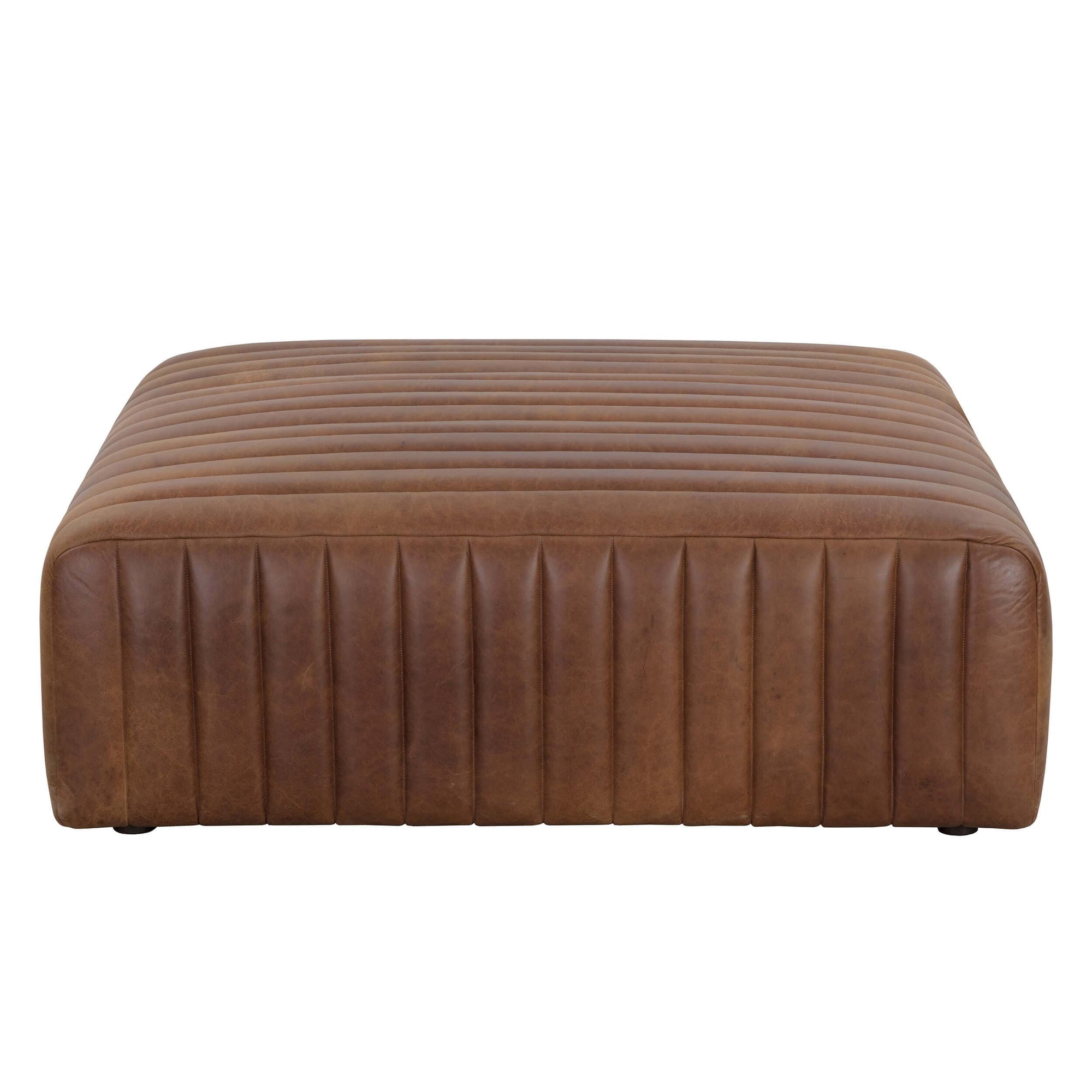 Cognac leather sales storage ottoman