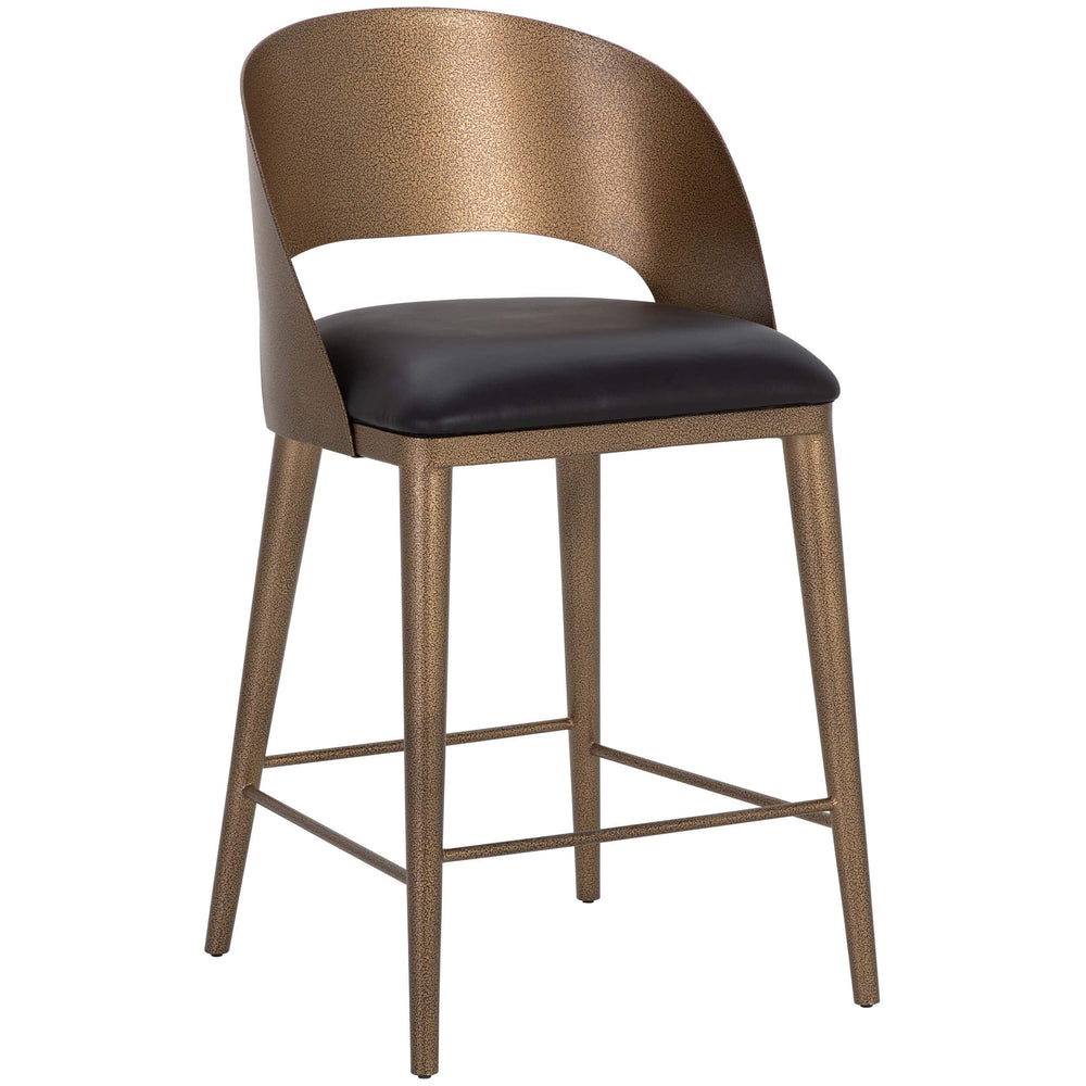 Dezirae Counter Stool, Charcoal Black/Antique Brass-Furniture - Dining-High Fashion Home