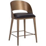 Dezirae Counter Stool, Charcoal Black/Antique Brass-Furniture - Dining-High Fashion Home