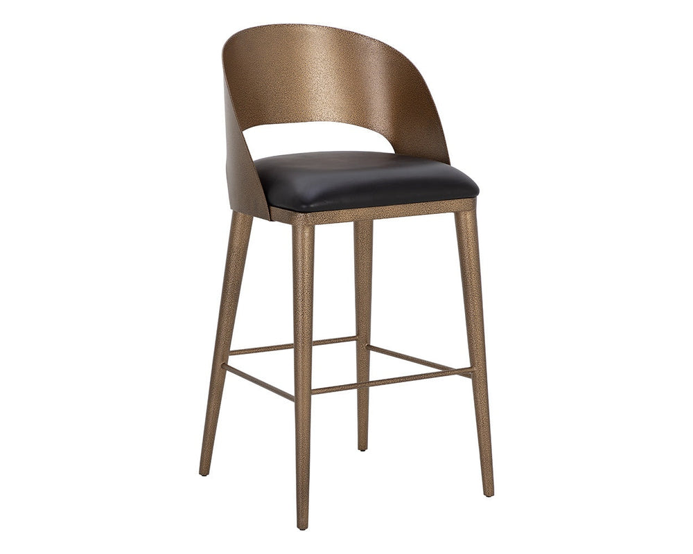 Dezirae Barstool, Charcoal Black/Antique Brass-Furniture - Dining-High Fashion Home