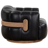 Tadeo Leather Swivel Chair, Vintage Black-Furniture - Chairs-High Fashion Home
