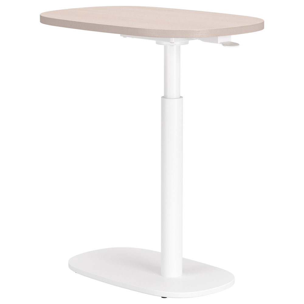 Buddy Adjustable Rotating Side Table, Natural/White