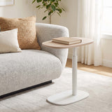 Buddy Adjustable Rotating Side Table, Natural/White