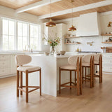Rosetta Counter Stool, Beige/Walnut