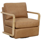 Castell Leather Swivel Chair, Ludlow Sesame-Furniture - Chairs-High Fashion Home