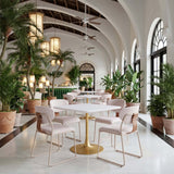 Epas Dining Table, White/Gold