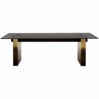 Calvosa Rectangular Glass Top Dining Table, Gold Black Ombre