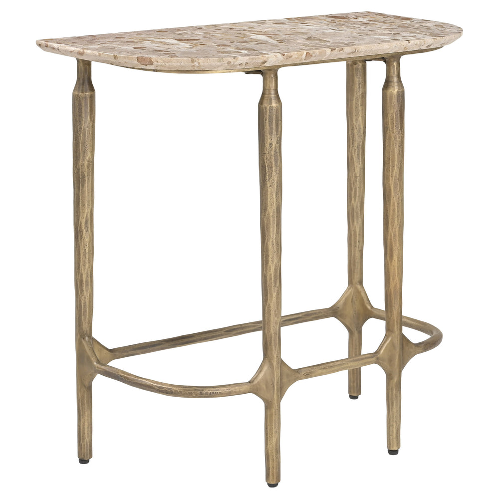 Rochester Side Table, Beige/Brass