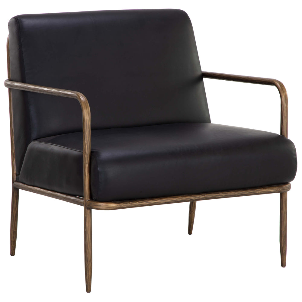 Lathan Leather Chair, Charcoal Black-Furniture - Chairs-High Fashion Home
