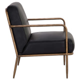 Lathan Leather Chair, Charcoal Black-Furniture - Chairs-High Fashion Home