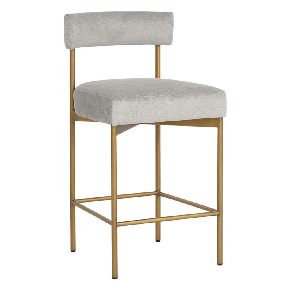 Seneca Counter Stool, Polo Club Stone/Antique Brass-Furniture - Dining-High Fashion Home
