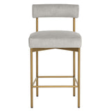 Seneca Counter Stool, Polo Club Stone/Antique Brass-Furniture - Dining-High Fashion Home