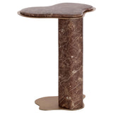 Isola End Table, Mocha Marble Look-Furniture - Accent Tables-High Fashion Home