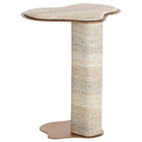 Isola End Table, Travertine Look-Furniture - Accent Tables-High Fashion Home