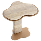 Isola End Table, Travertine Look-Furniture - Accent Tables-High Fashion Home