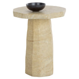 Baldur End Table,Travertine Look