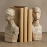 Wisdom Bookend, Sand Beige Travertine Look, Set of 2