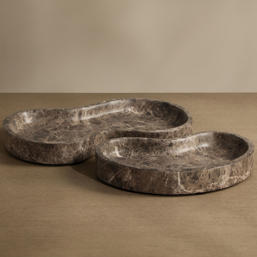 Amoeba Tray, Brown, Set of 2
