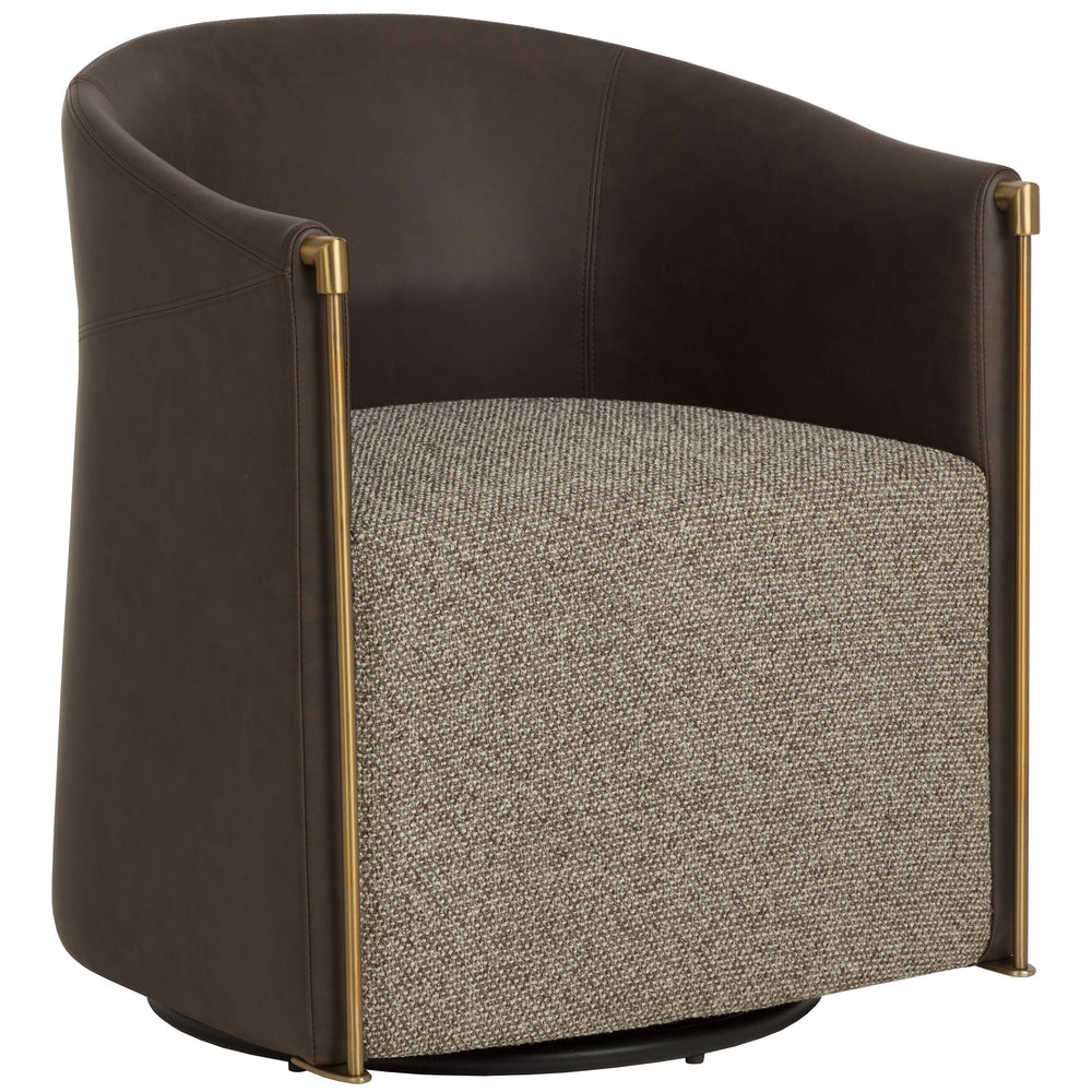 Leontine Swivel Lounge Chair, Gellar Earth/Eglinton Espresso