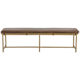 Zancor Leather Bench, Carob/Antique Brass