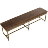 Zancor Leather Bench, Carob/Antique Brass