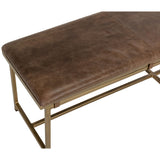 Zancor Leather Bench, Carob/Antique Brass