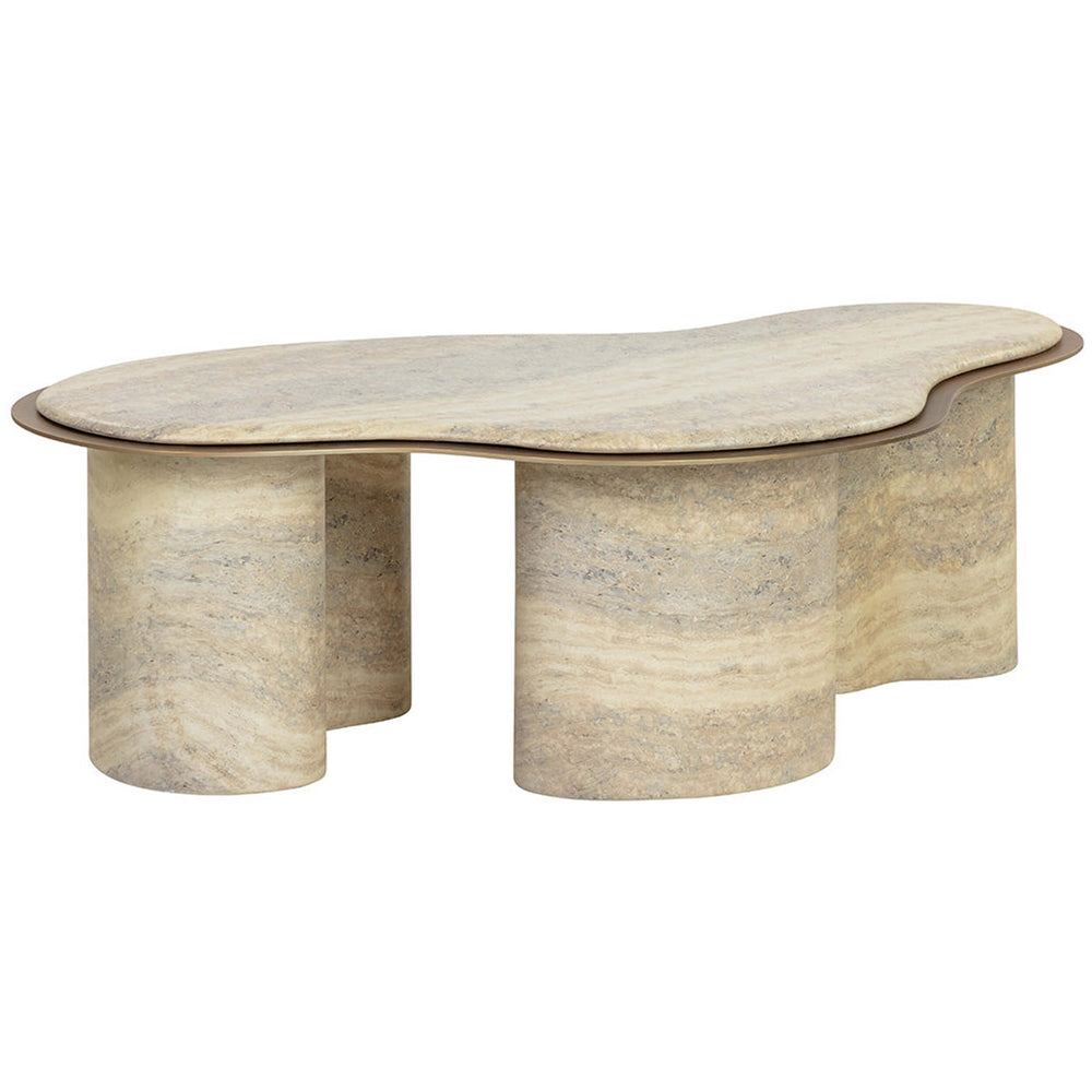Isola Coffee Table, Sand Beige Travertine Look