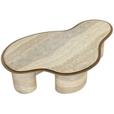 Isola Coffee Table, Sand Beige Travertine Look