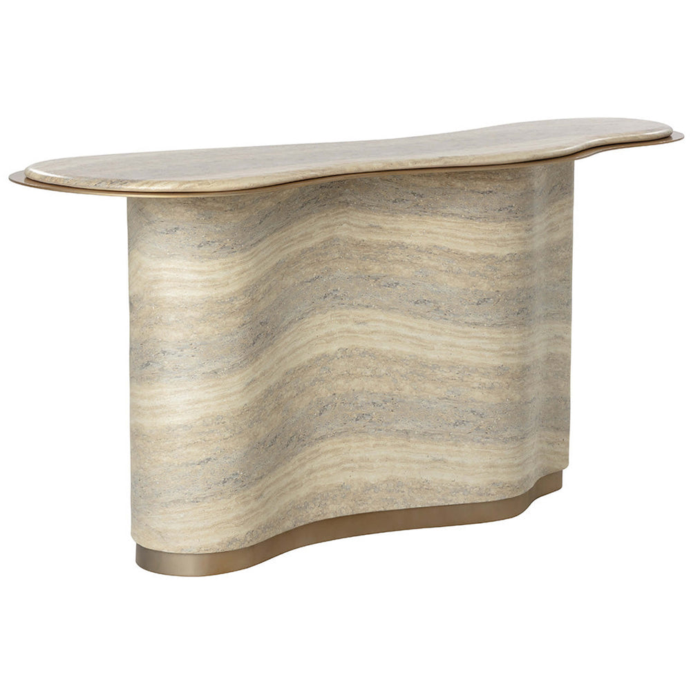 Isola Console Table, Natural Travertine Look