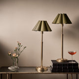 Polly Buffet Lamp, Natural Brass/Green