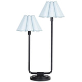 Polly Double Arm Table Lamp, Blackened Brass/Misty Blue