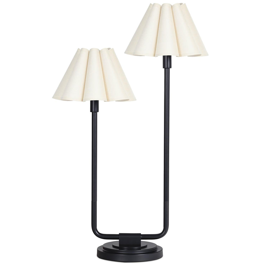 Polly Double Arm Table Lamp, Blackened Brass/Oyster