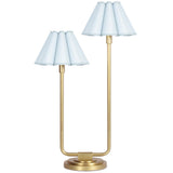 Polly Double Arm Table Lamp, Natural Brass/Mist Blue