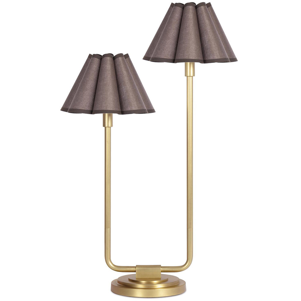 Polly Double Arm Table Lamp, Natural Brass/Umber