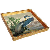 Lacquer Bamboo Square Tray, Audubon Heron