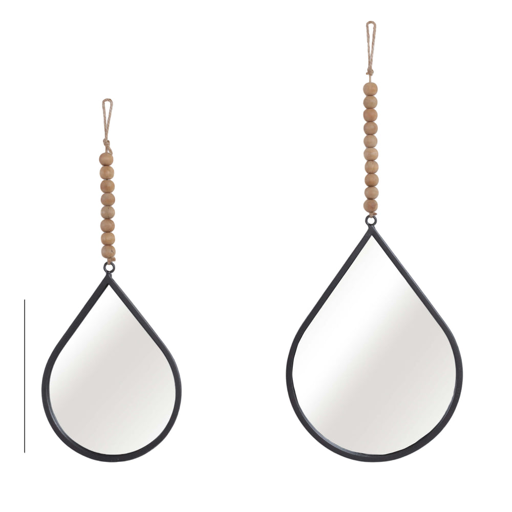 Teardrop Wall Mirrors, Gunmetal, Set of 2