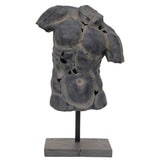 Cracked Male Torso Sculpture, Grey-Accessories-High Fashion Home