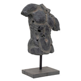 Cracked Male Torso Sculpture, Grey-Accessories-High Fashion Home