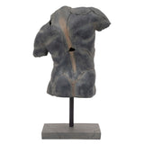 Cracked Male Torso Sculpture, Grey-Accessories-High Fashion Home
