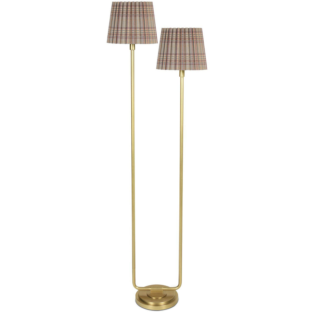 Polly Floor Lamp, Natural Brass/Heritage Plaid