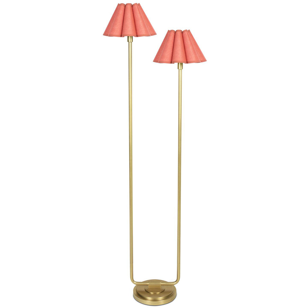 Polly Floor Lamp, Natural Brass/Wild Poppy