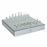 Luxury Glass Chess Set w/ Crystal Pieces, Silver-Accessories-High Fashion Home